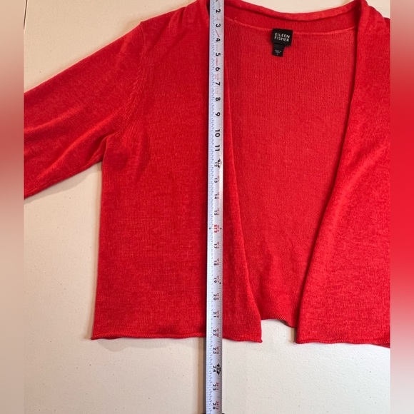 EILEEN FISHER Cardigan Sweater, Open Front, Persimmon Orange Color, Size Large - Picture 3 of 8